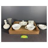 Milk glass pieces and more