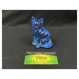 Blue Glass Cat Paper Weight