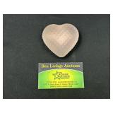 Pink Frosted Glass Heart Paper Weight