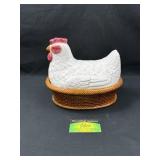 Vintage Ceramic Hen Covered Dish