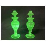 2 Uranium Glass Perfume Bottles