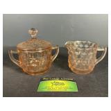 Pink depression glass Sugar and Creamer