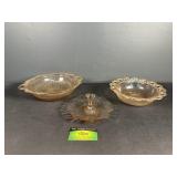 Pink depression glass pieces