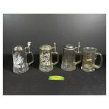 4 Glass Steins