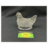 Clear Glass Hen in Nest Statue