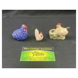 Glass Rooster Paper Weight and Figurines