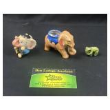 3 Elephant Figurines