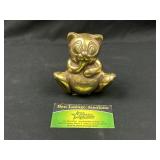 Brass Laughing Cat Statue