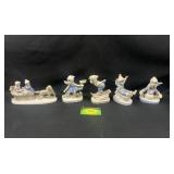 Blue and white Ceramic Winter Children Statues