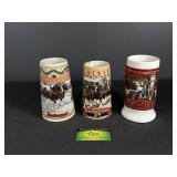 3 Budweiser Holiday Steins