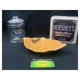 Hersheys candy dishes and tin with 8 candy bars