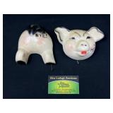 Pig hi & bye plaster wall decor with key hooks