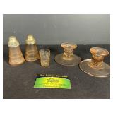 Pink depression glass Table pieces