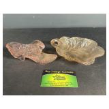 Fenton Style Glass Shoe and leaf bowl