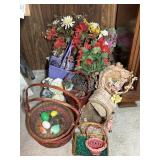 Baskets and artificial flowers