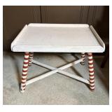 White Wooden Stool with Red Striped Legs