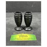 Hazel Atlas black glass Toothpick holders