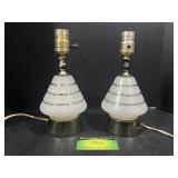 Pair of Vintage Frosted Glass Lamps