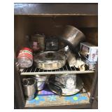 Contents of cabinet under microwave