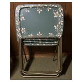 Four tv trays with stand