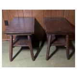 Two wooden side tables