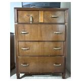Wooden Five-Drawer Chest with Brass like Handles