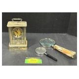 Marcel Quartz Clock & 2 Magnifying Glasses