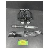 Binoculars and Survival Knife