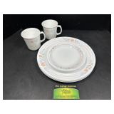 Apricot Grove Corelle Plates and 2 cups