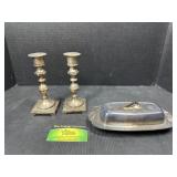Butter dish and candle holders