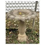 Birdbath inside real brick garden