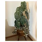 Barrel Planter and faux plant