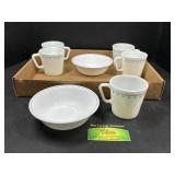 Pyrex Cups and corelle bowls