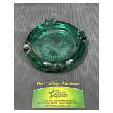 Green glass ash tray