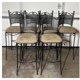 6 Wrought Iron Barstools with Cushions