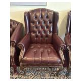 Burgundy Leather Tufted Arm Chair