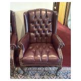 Burgundy Leather Tufted Arm Chair