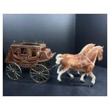 Ceramic Stagecoach Figurine W/ Horses