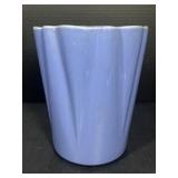 Blue Ceramic Vase with Fluted Design
