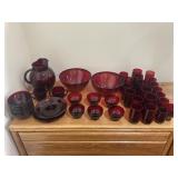 Ruby Glass Glasses, Pitcher, And More Glass Ware
