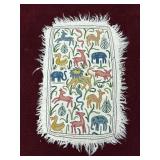 Embroidered Textile Panel with Animals