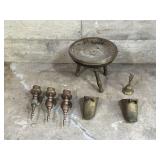 Brass Stool, Candle Holders, and More
