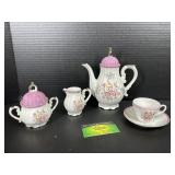 Floral Porcelain Tea Set With Pink Accents