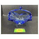Blue Shannon Crystal Bowl with handle