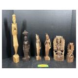 Carved Wooden Figures & Deity Statues Set