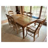 Pine Farmhouse Dining Table & 6 Ladderback Chairs
