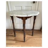 Marble-Top Side Table with Turned Legs