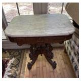Marble-Top Side Table with Ornate Base