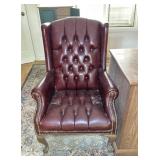 Red Tufted Leather Wingback Chair