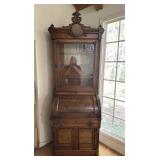 Eastlake Style Walnut Roll-Top Secretary Bookcase